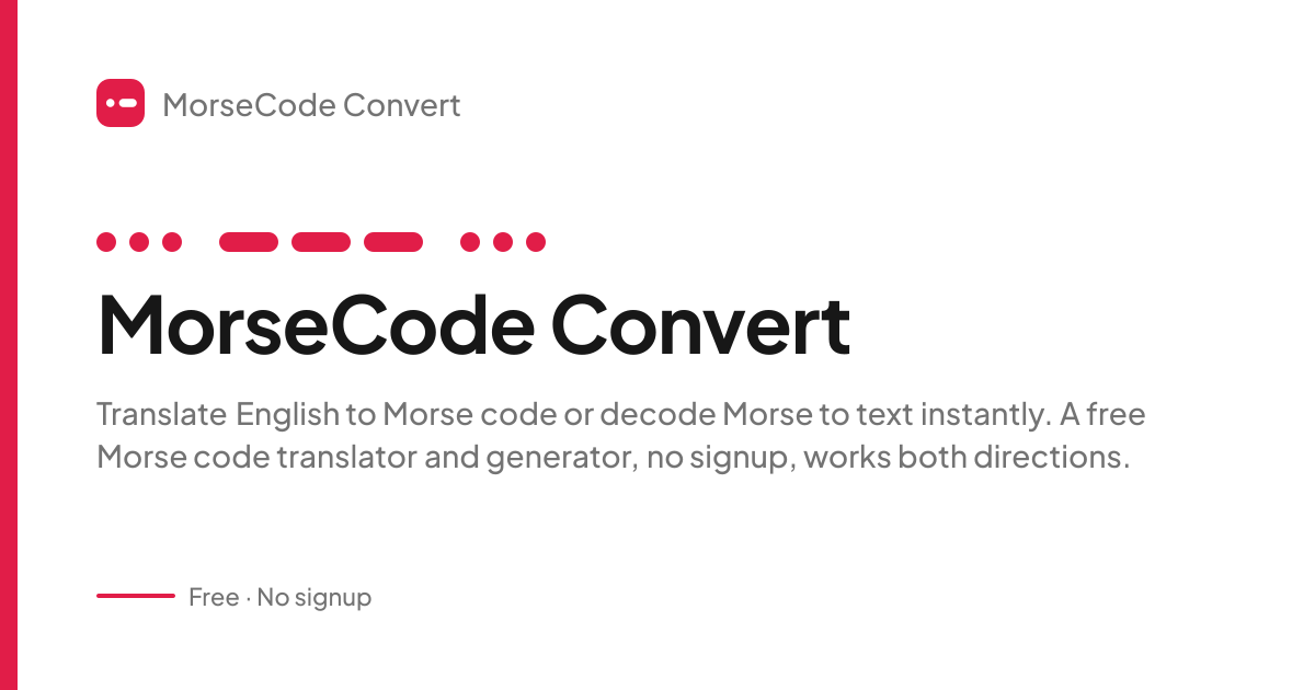Cover card for Morse Code Translator, showing the page name beside a line of dots and dashes.